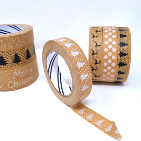 50m Paper Tape- White Snowy Christmas Tree (24mm wide)